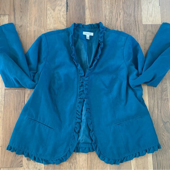 Dress barn Blue Ruffle Front Blazer Size 18/20 - Picture 11 of 11